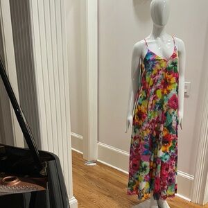 Vibrant Multicolor Sleeveless Dress / Side Pockets